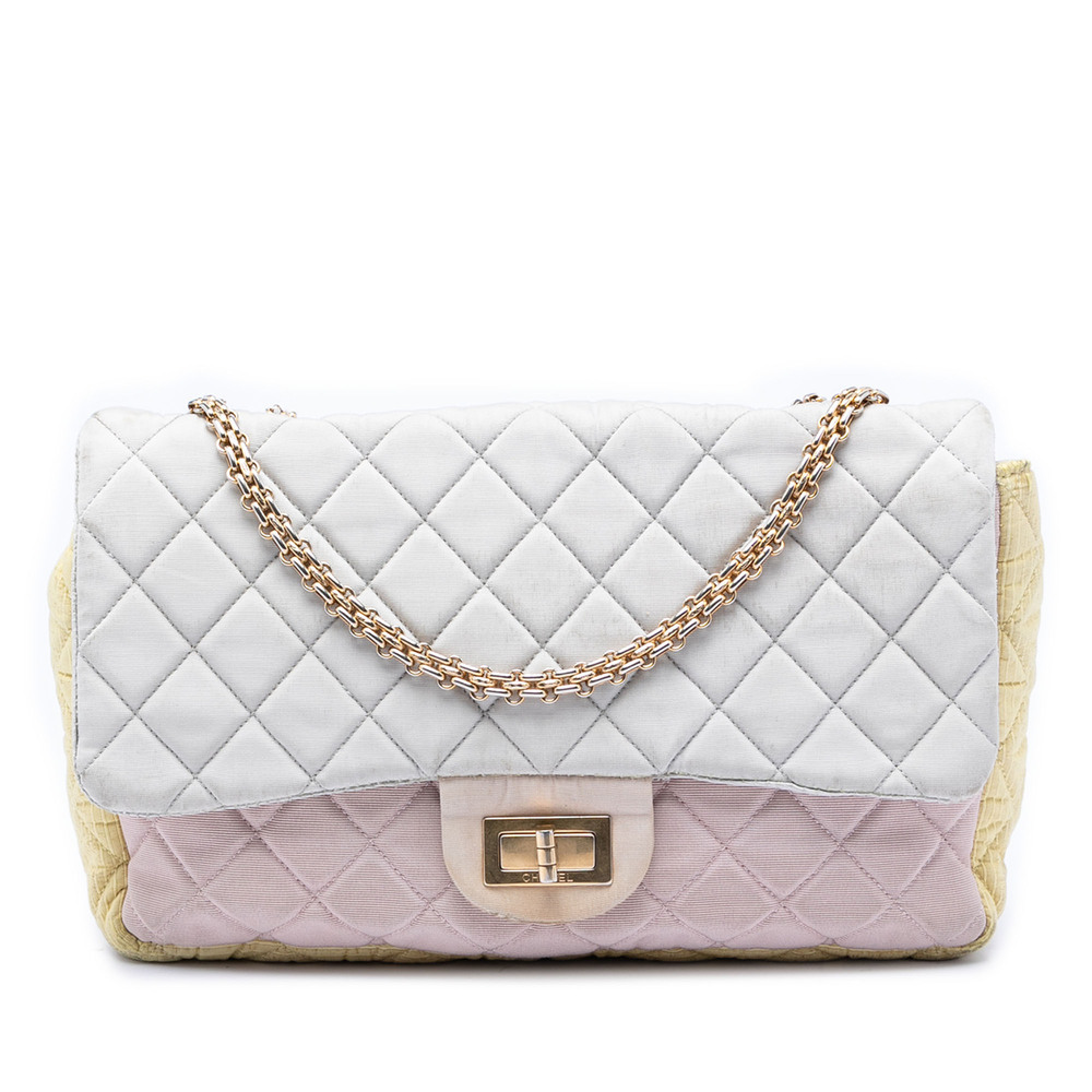 Pre-Loved Chanel Tricolor Quilted Grosgrain Satin Reissue 2.55 Single Flap 227